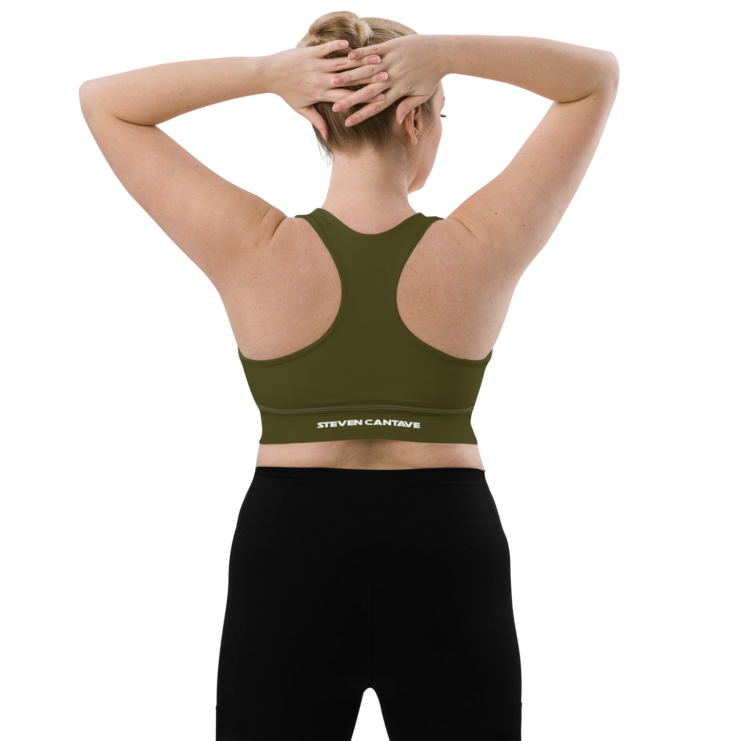 Army Green Longline Sports Bra