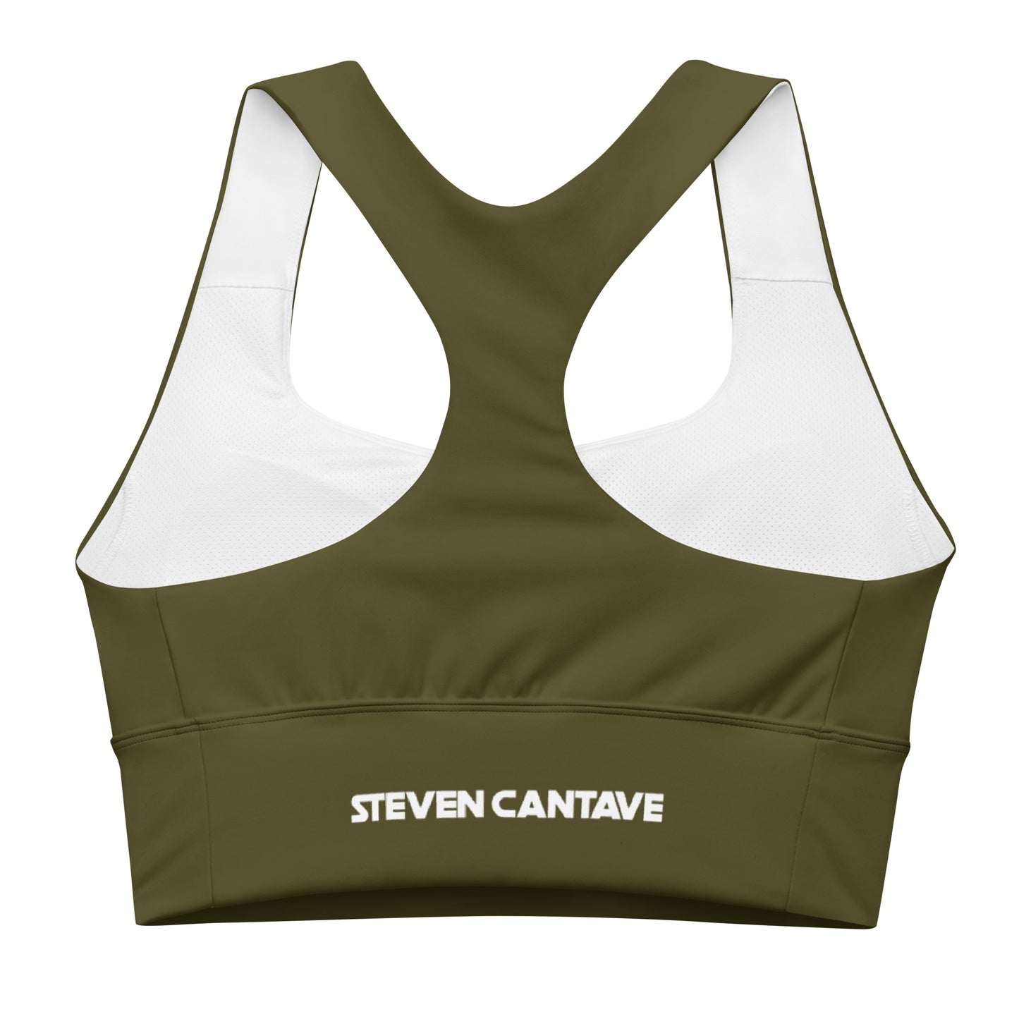 Army Green Longline Sports Bra