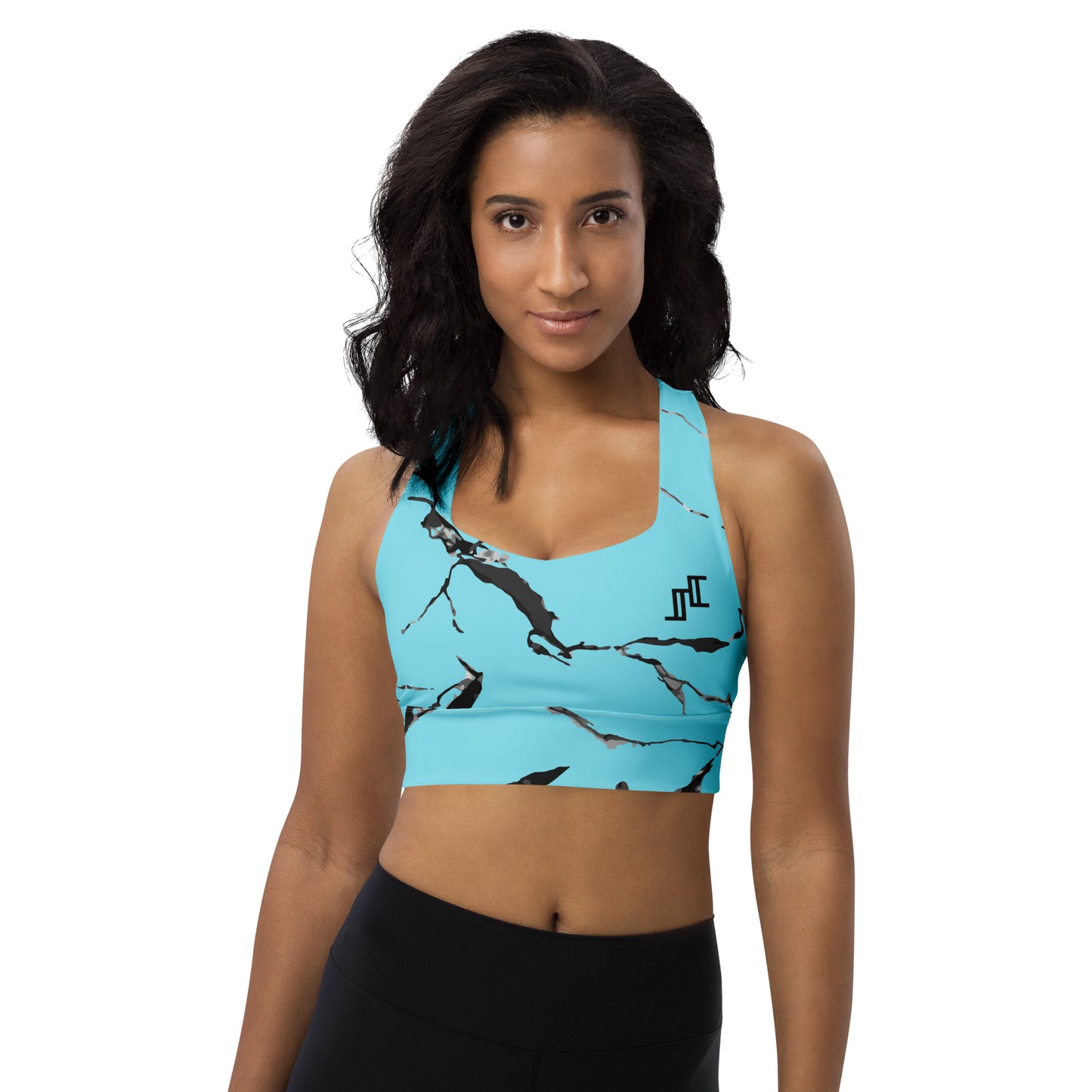 Longline Sports Bra In Light Blue