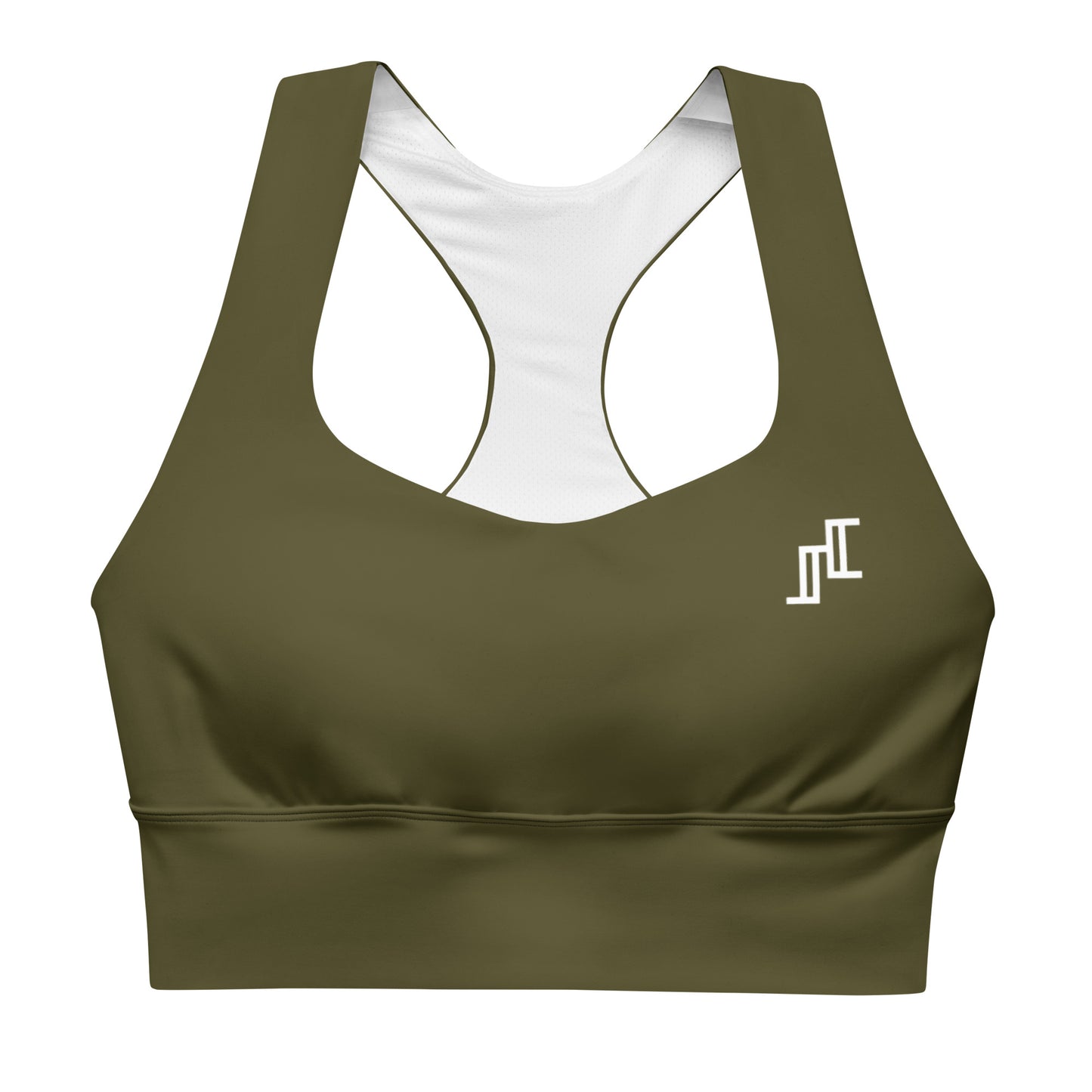 Army Green Longline Sports Bra