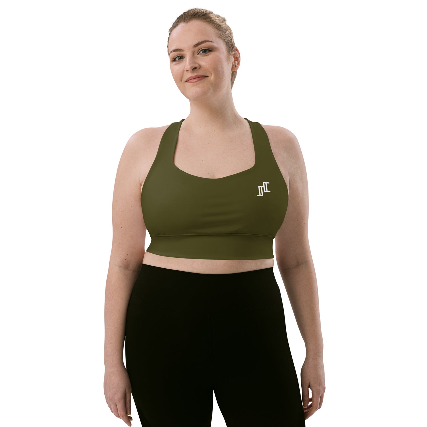 Army Green Longline Sports Bra