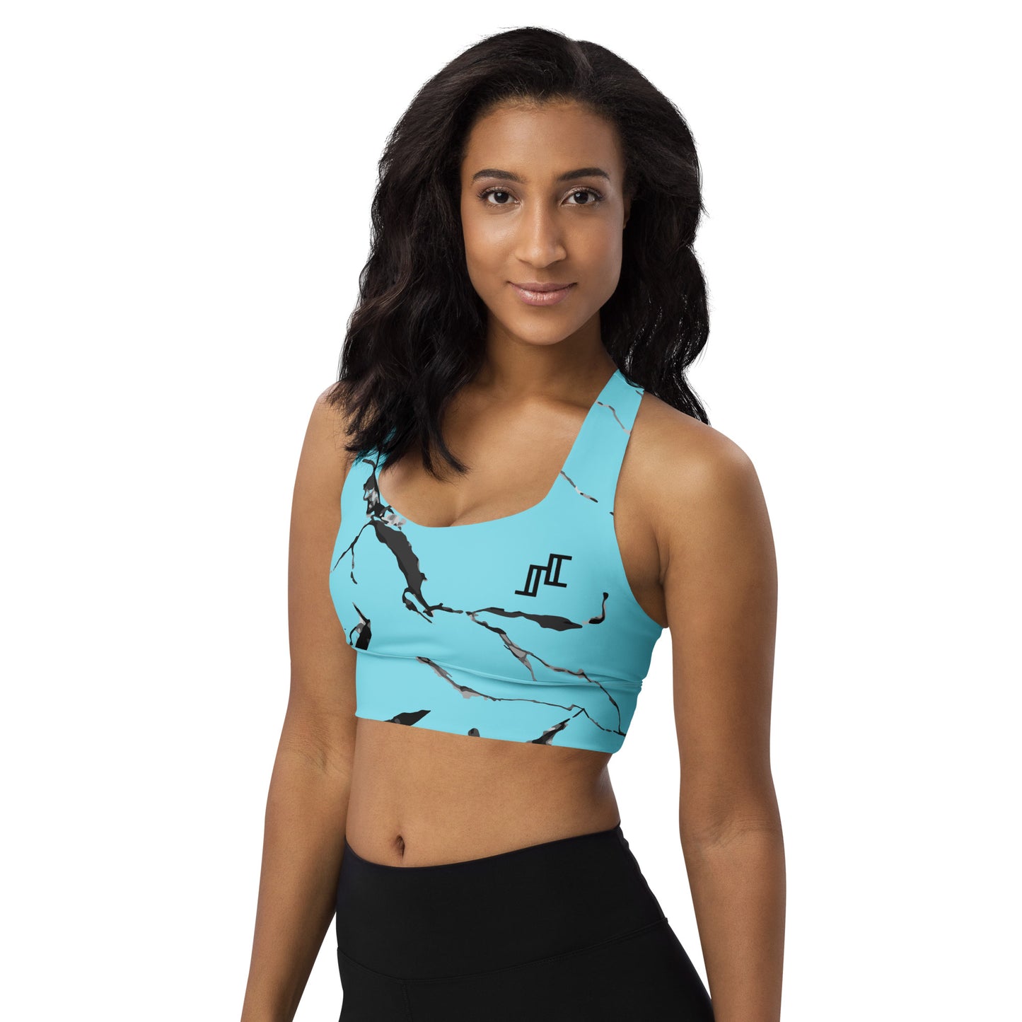 Longline Sports Bra In Light Blue