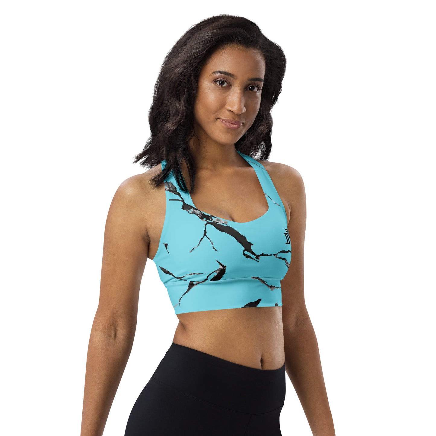 Longline Sports Bra In Light Blue