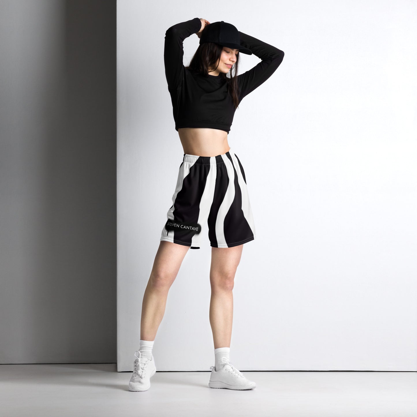 Mesh Shorts In Black Zebra