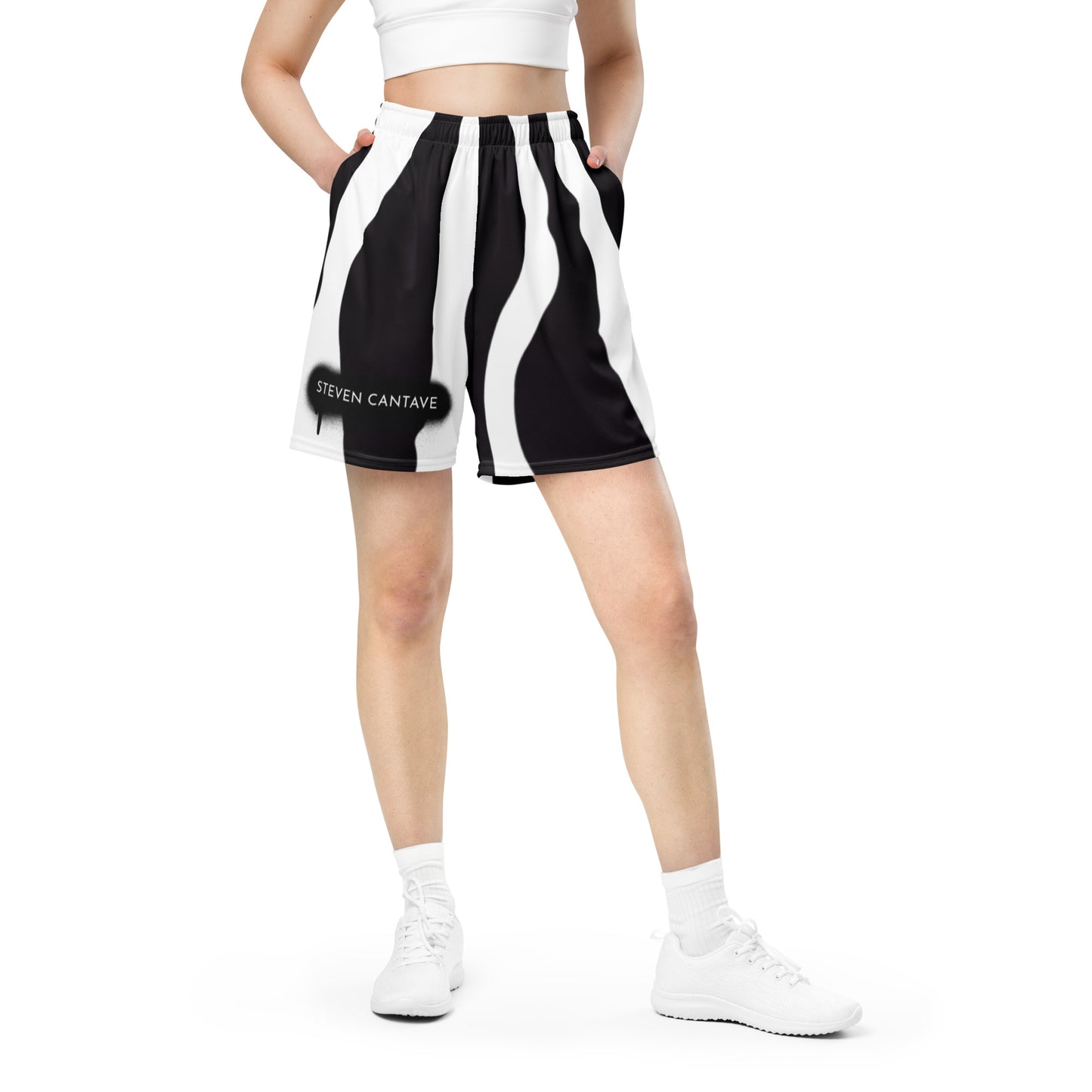 Mesh Shorts In Black Zebra