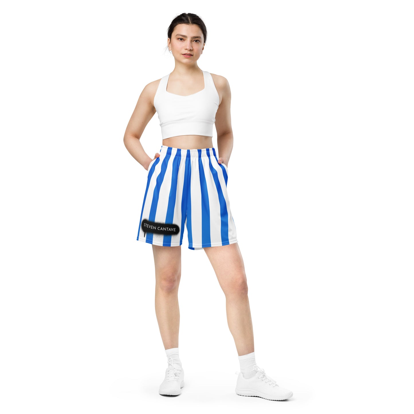 Mesh Shorts In Blue Stripes