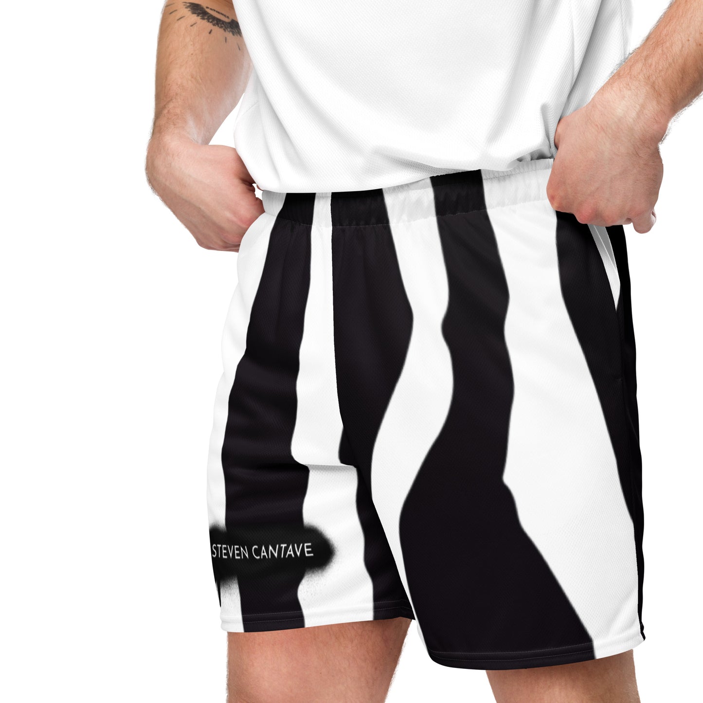 Mesh Shorts In Black Zebra
