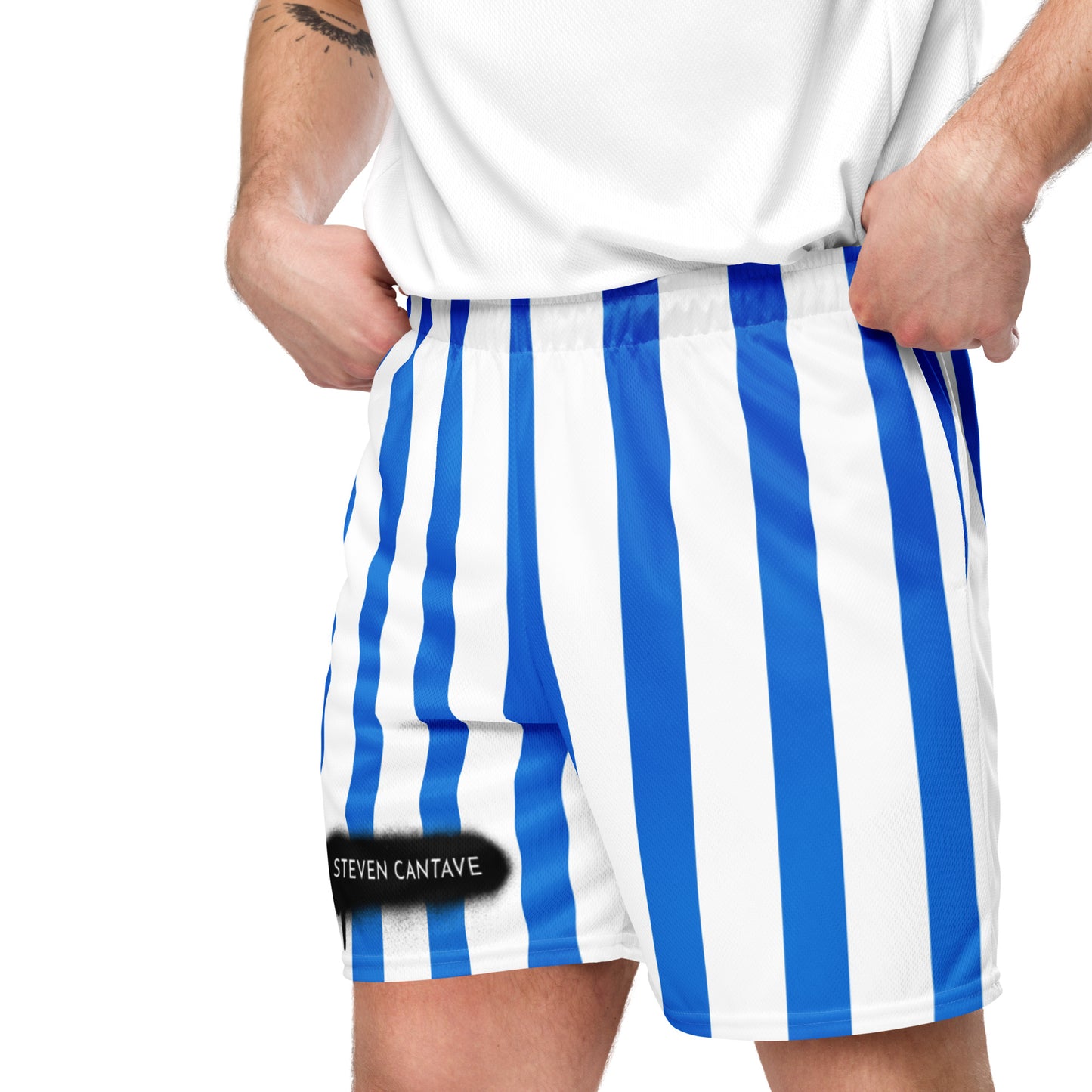 Mesh Shorts In Blue Stripes