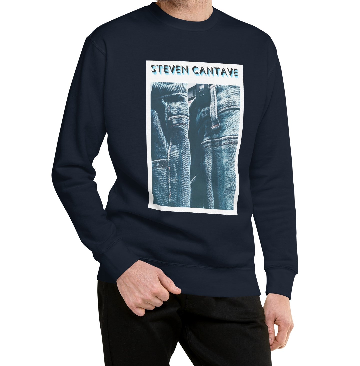 Navy Sweatshirt With Denim