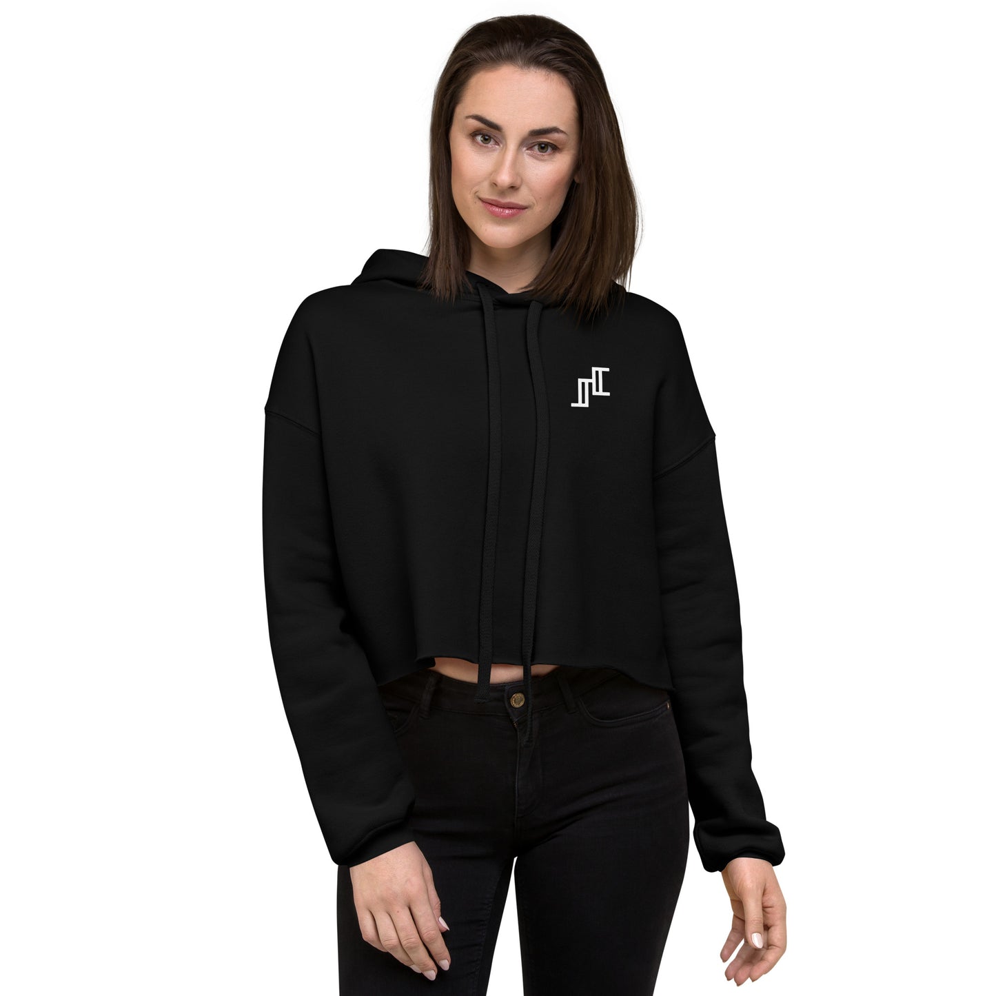 Crop Fleece Hoodie In Black