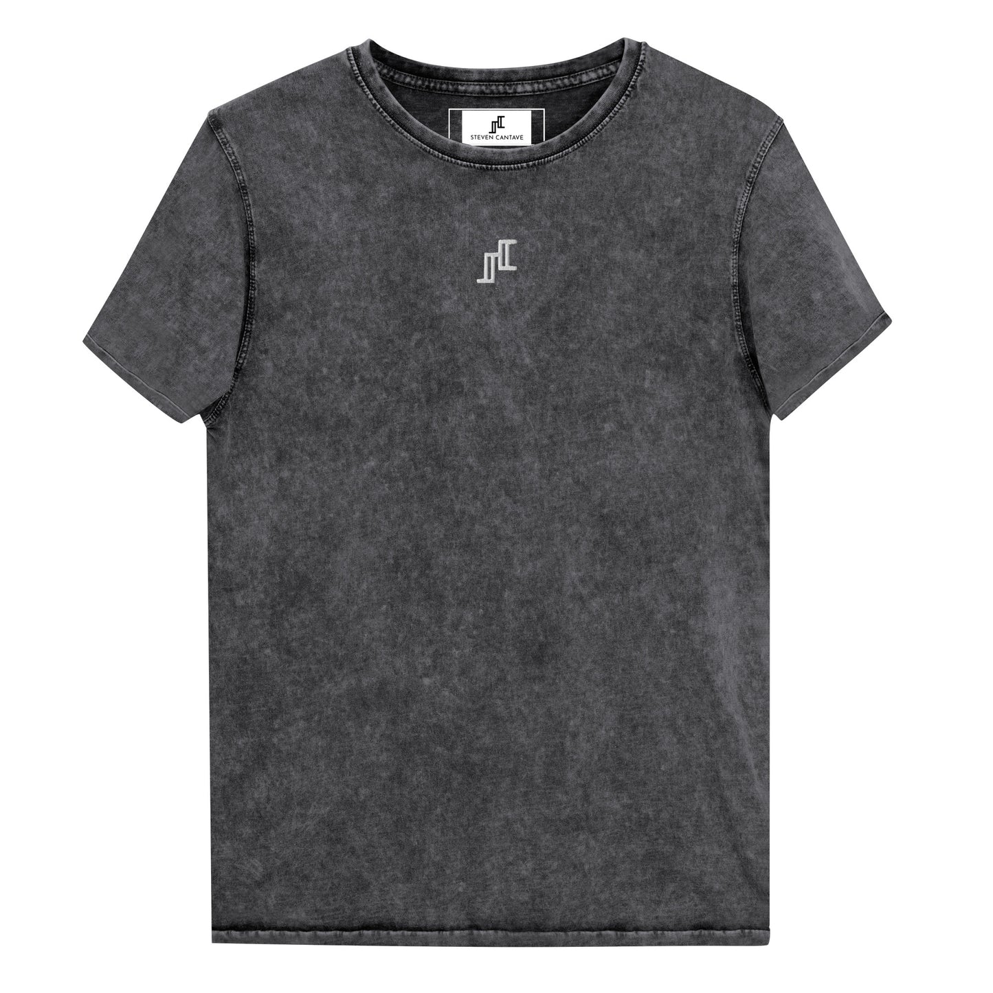 Women's Denim T-Shirt With Centered Chest Logo