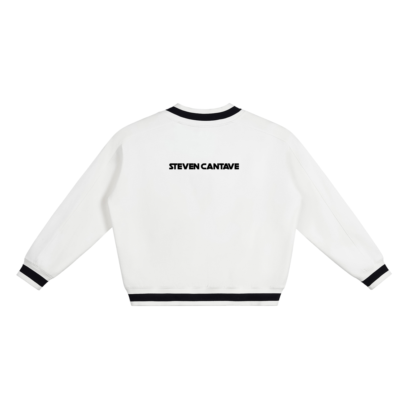 V-Neck Contrast Collar Sweater In White