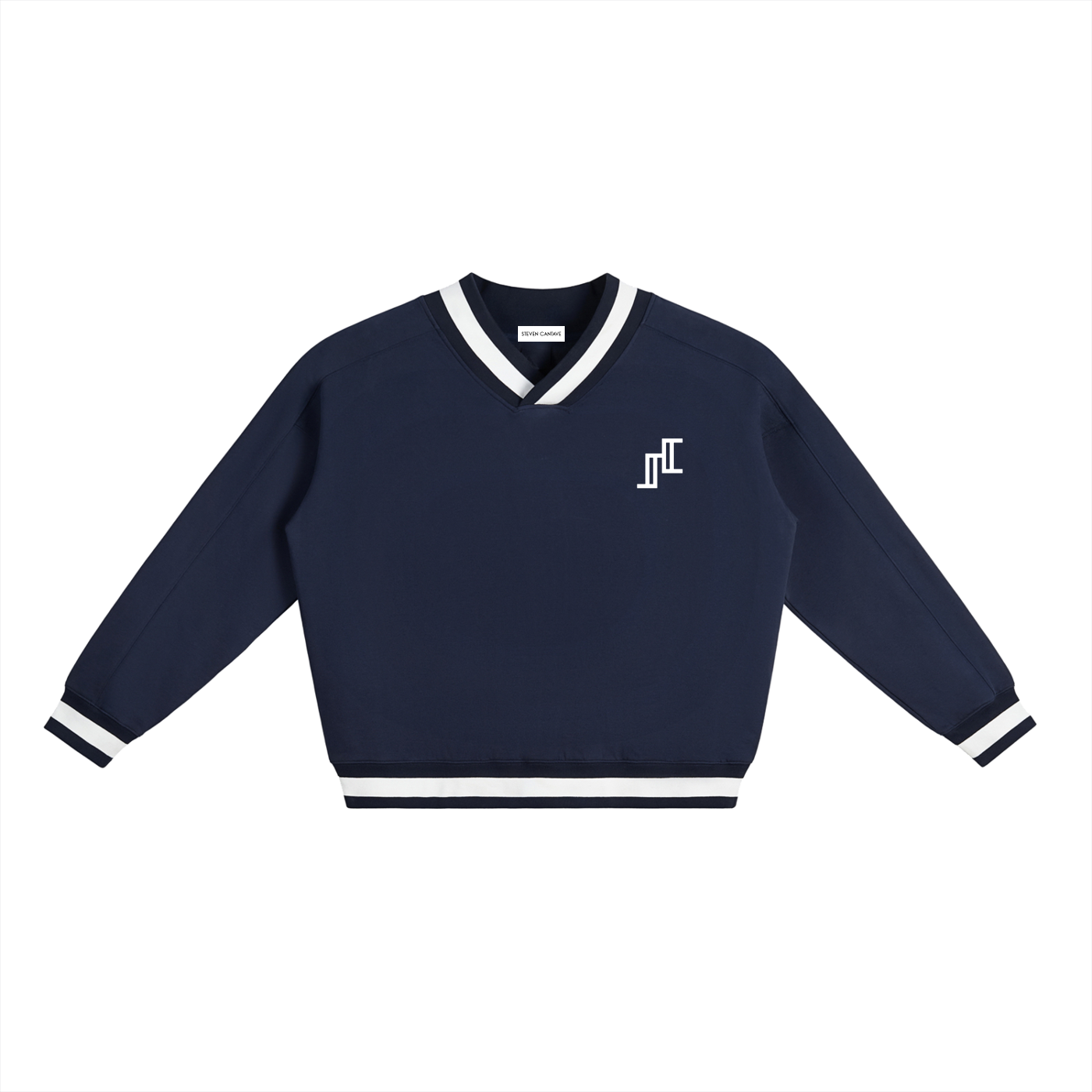 V-Neck Contrast Collar Sweater