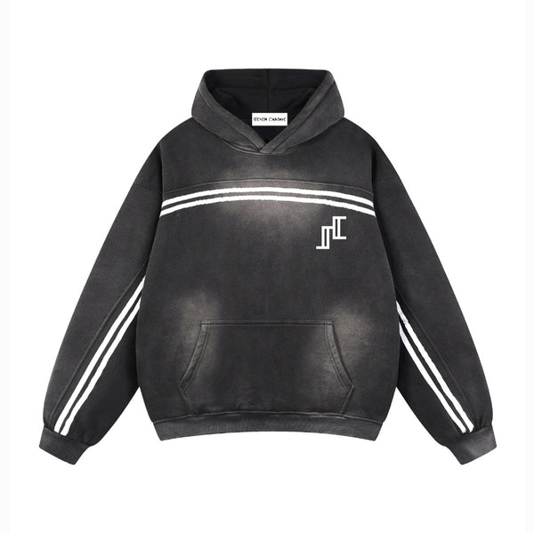 Sun Fade Hoodie In Black With Contrast Tape – STEVEN CANTAVE