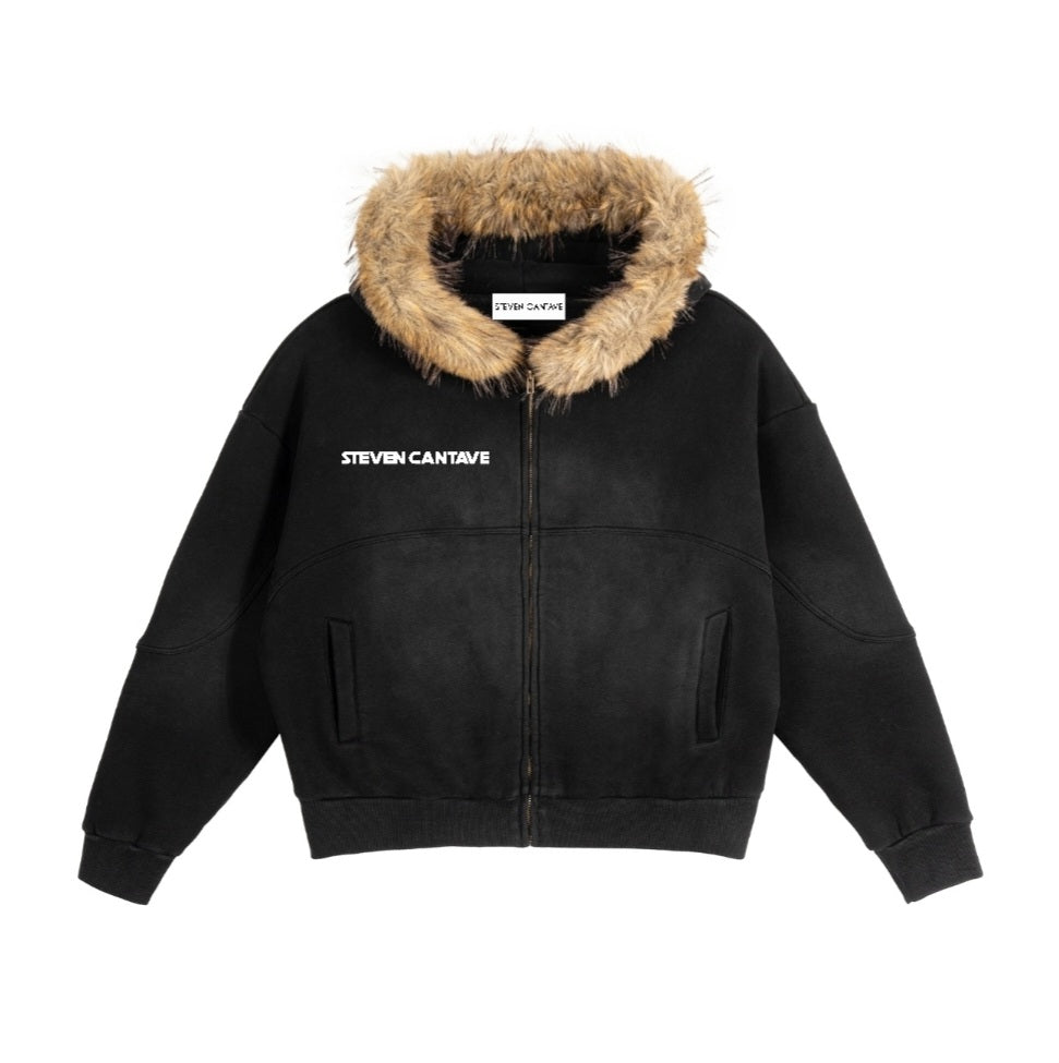 Sun Fade Detachable Fur Hoodie