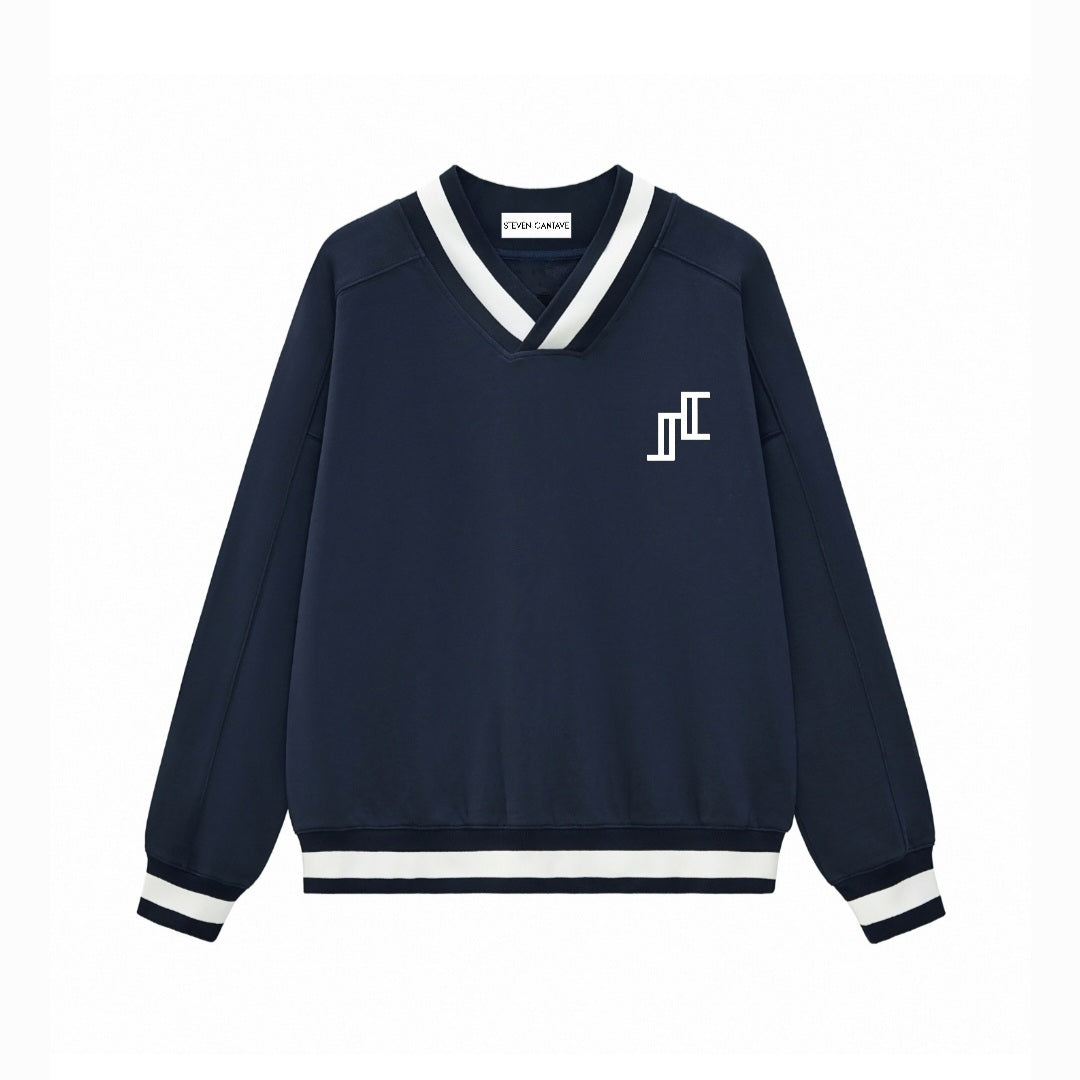 V-Neck Contrast Collar Sweater