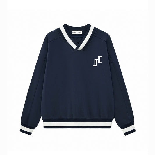 V-Neck Contrast Collar Sweater