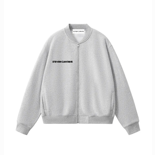 Fleece Bomber Jacket In Grey