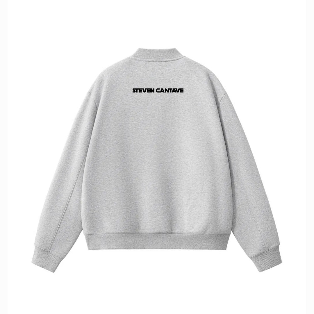 Fleece Bomber Jacket In Grey