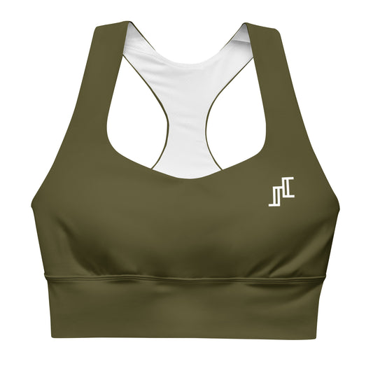 Army Green Longline Sports Bra