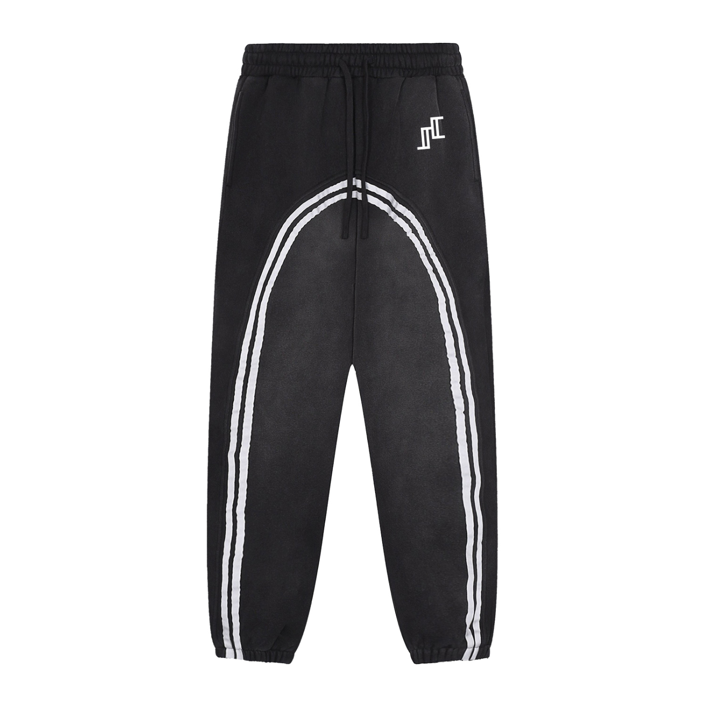 Sun Fade Sweatpants In Black With Contrat Tape