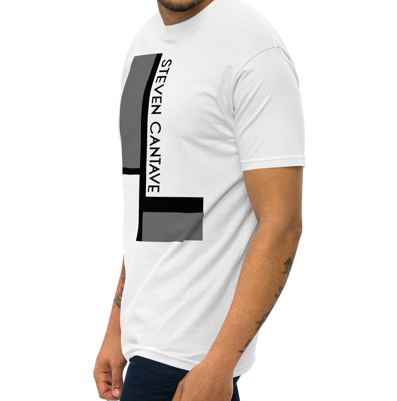 White Heavyweight T-Shirt With Geometrical Graphic