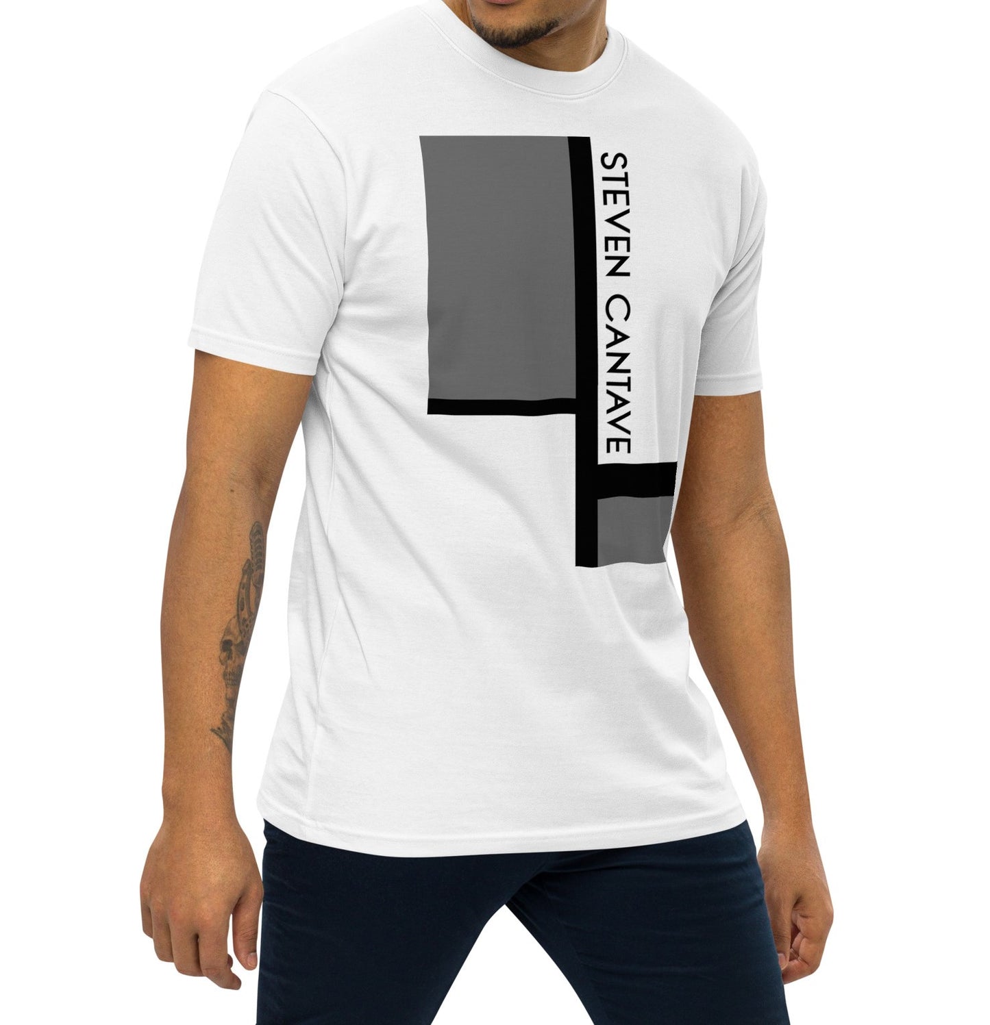 White Heavyweight T-Shirt With Geometrical Graphic