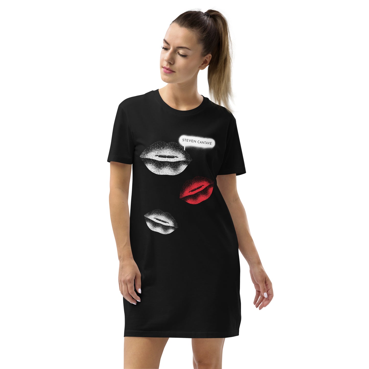 Organic Cotton T-Shirt Dress With Lips