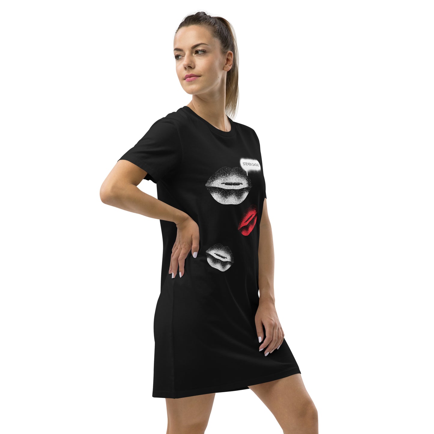 Organic Cotton T-Shirt Dress With Lips