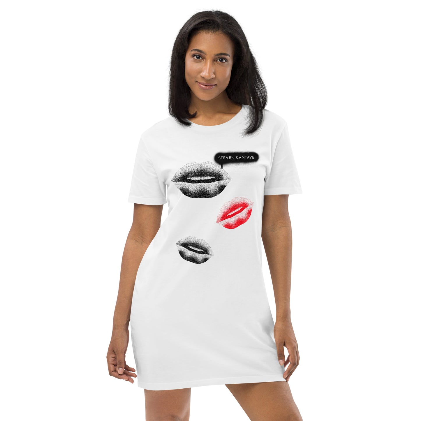 Organic Cotton T-Shirt Dress With Lips