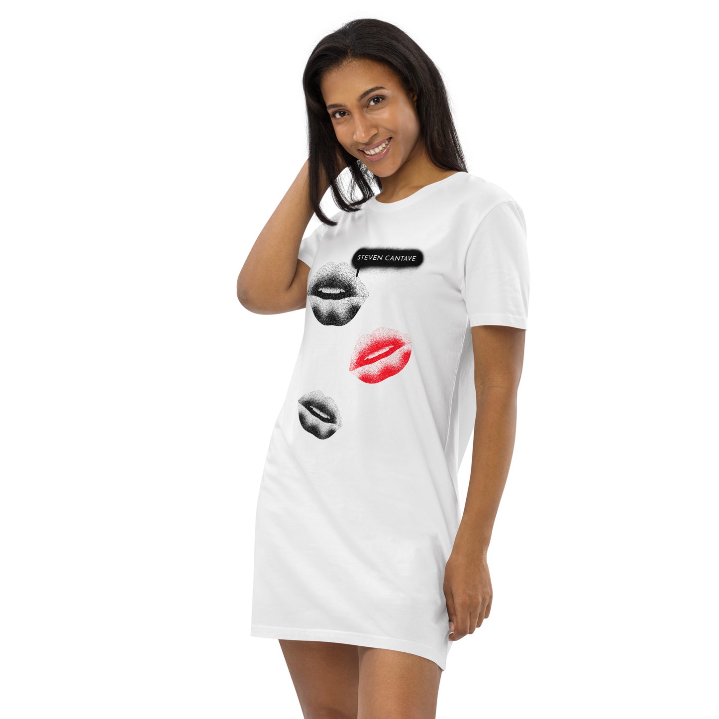 Organic Cotton T-Shirt Dress With Lips