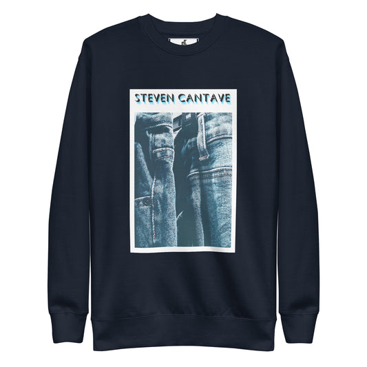 Navy Heavyweight Sweatshirt With Denim Print