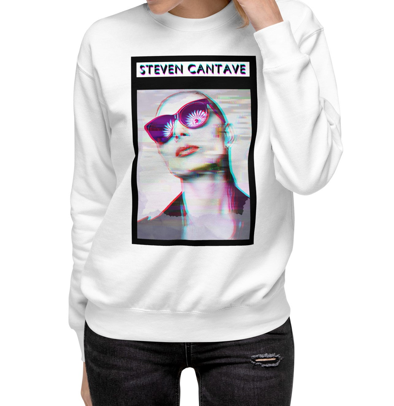 White Sweatshirt With Woman's Face