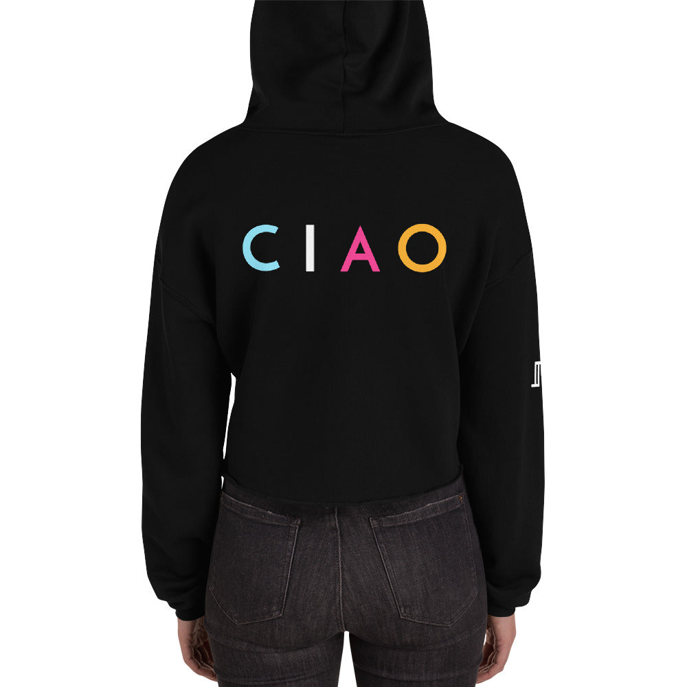 Crop Fleece Hoodie With Colorful CIAO