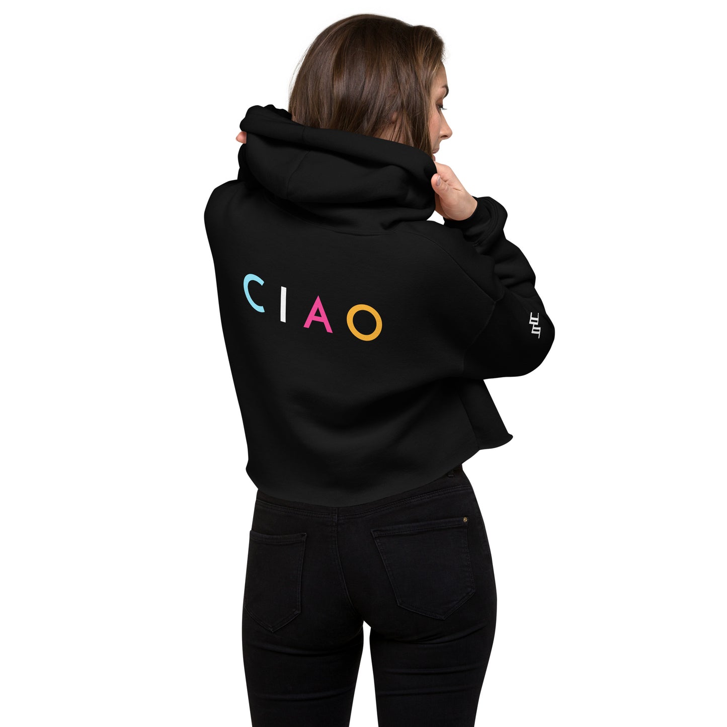 Crop Fleece Hoodie With Colorful CIAO