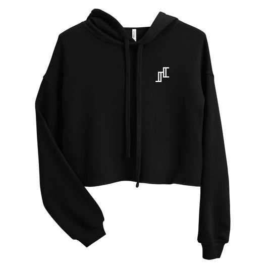 Crop Fleece Hoodie In Black