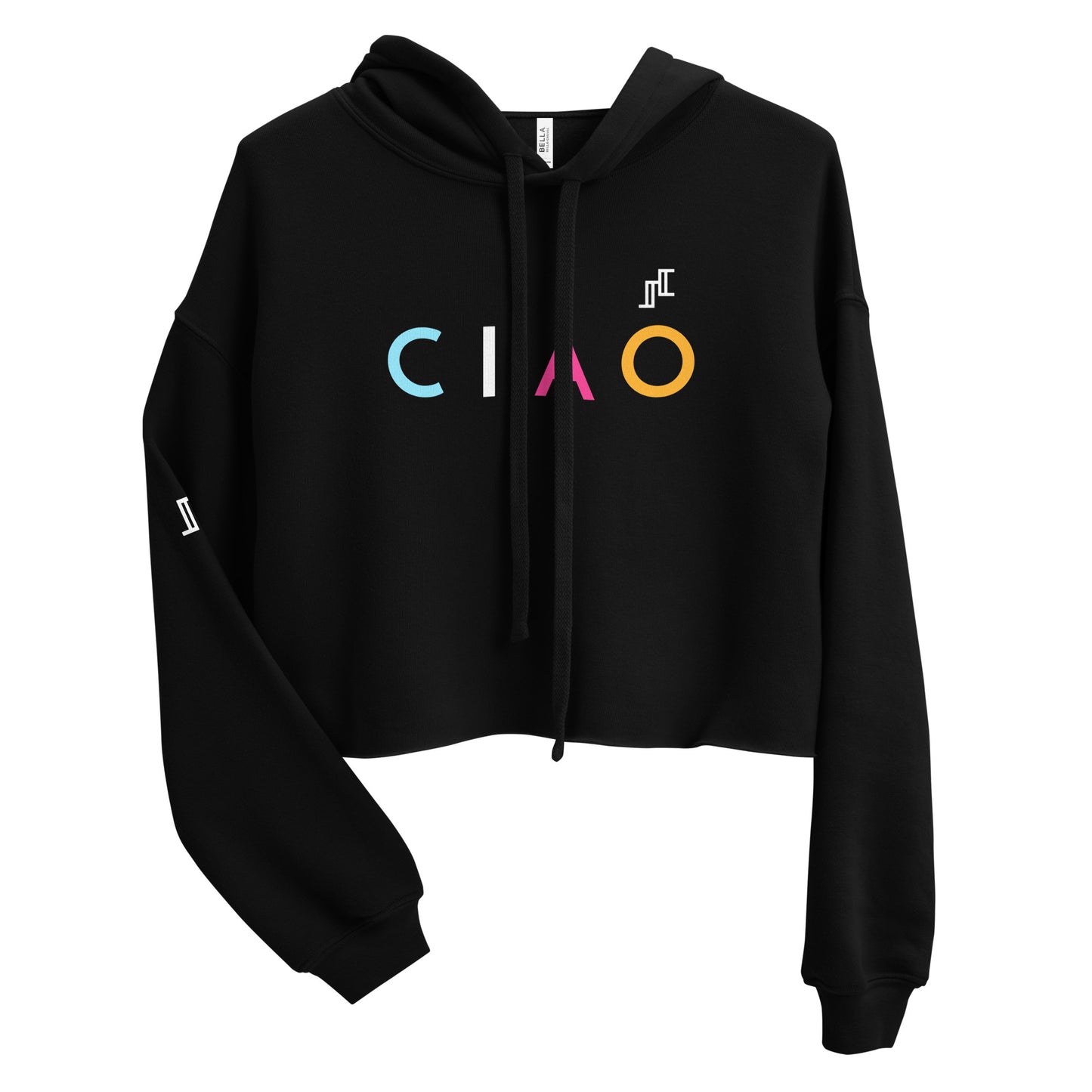 Crop Fleece Hoodie With Colorful CIAO