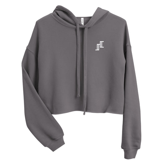 Crop Fleece Hoodie In Grey