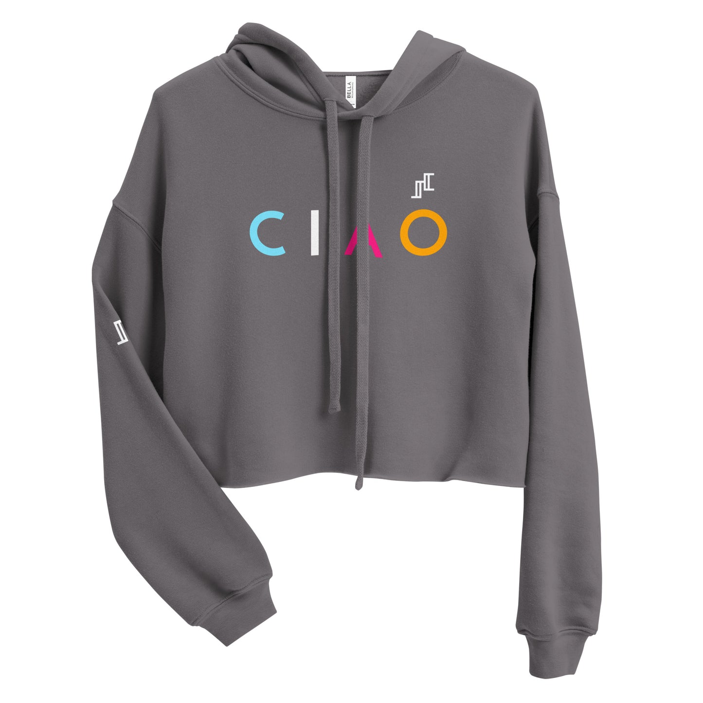 Crop Fleece Hoodie With Colorful CIAO