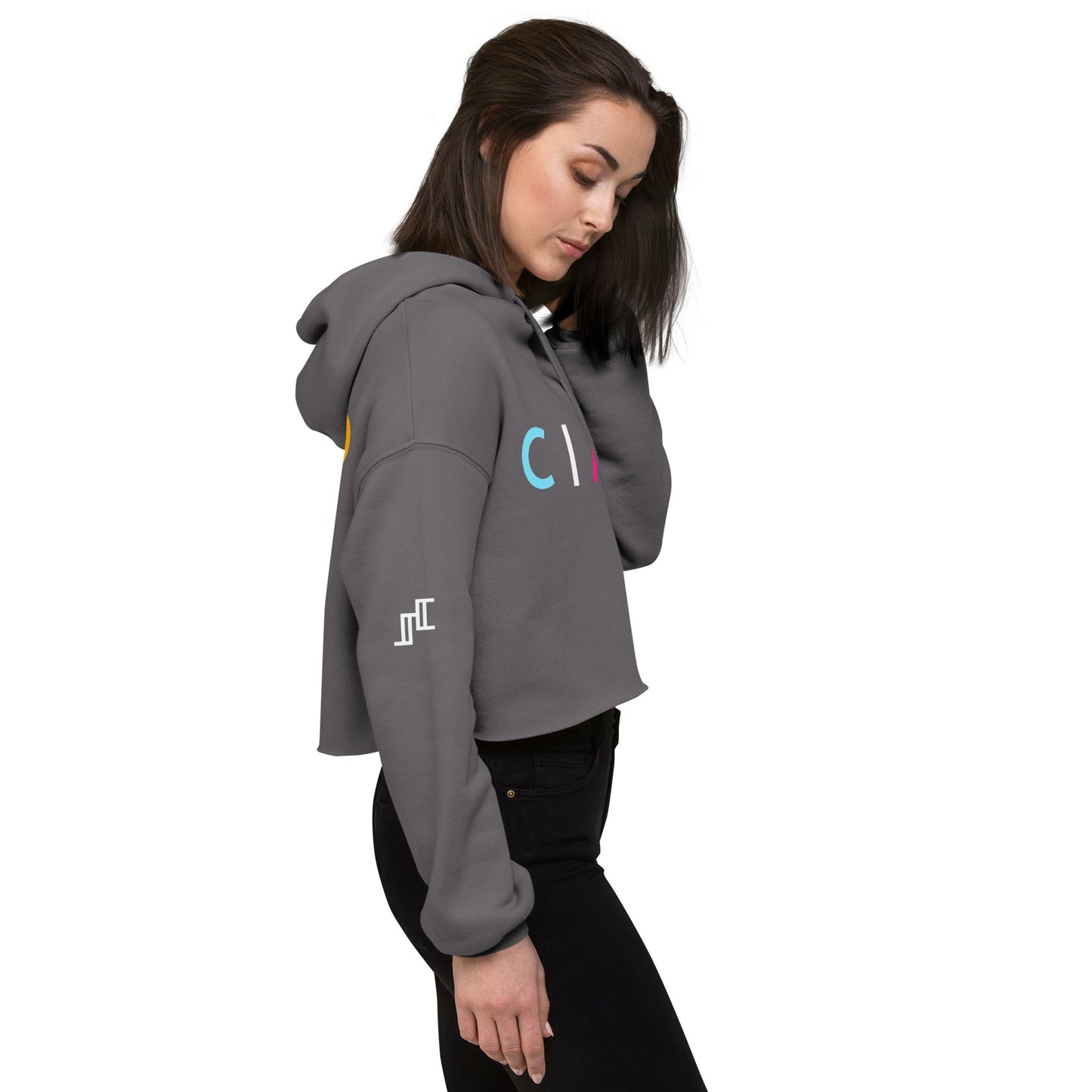 Crop Fleece Hoodie With Colorful CIAO